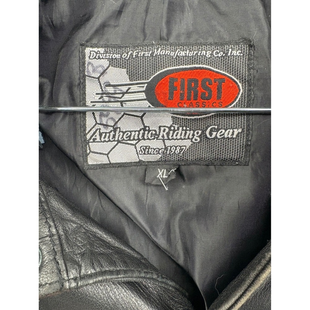 First Classics Authentic Riding Gear Leather Jacket XL Black Snap Front - Picture 5 of 9